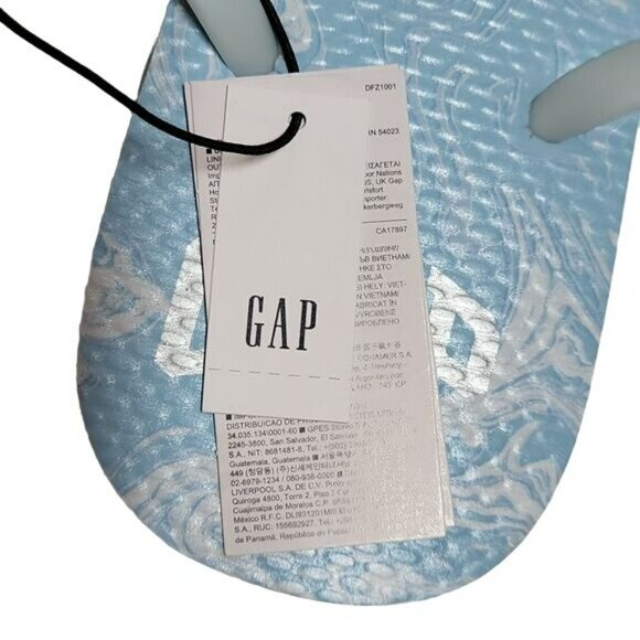 Gap Logo Flip Flops Sandals Light Blue White Pattern Women's 9 NWT - Picture 4 of 13